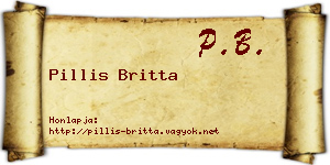 Pillis Britta névjegykártya